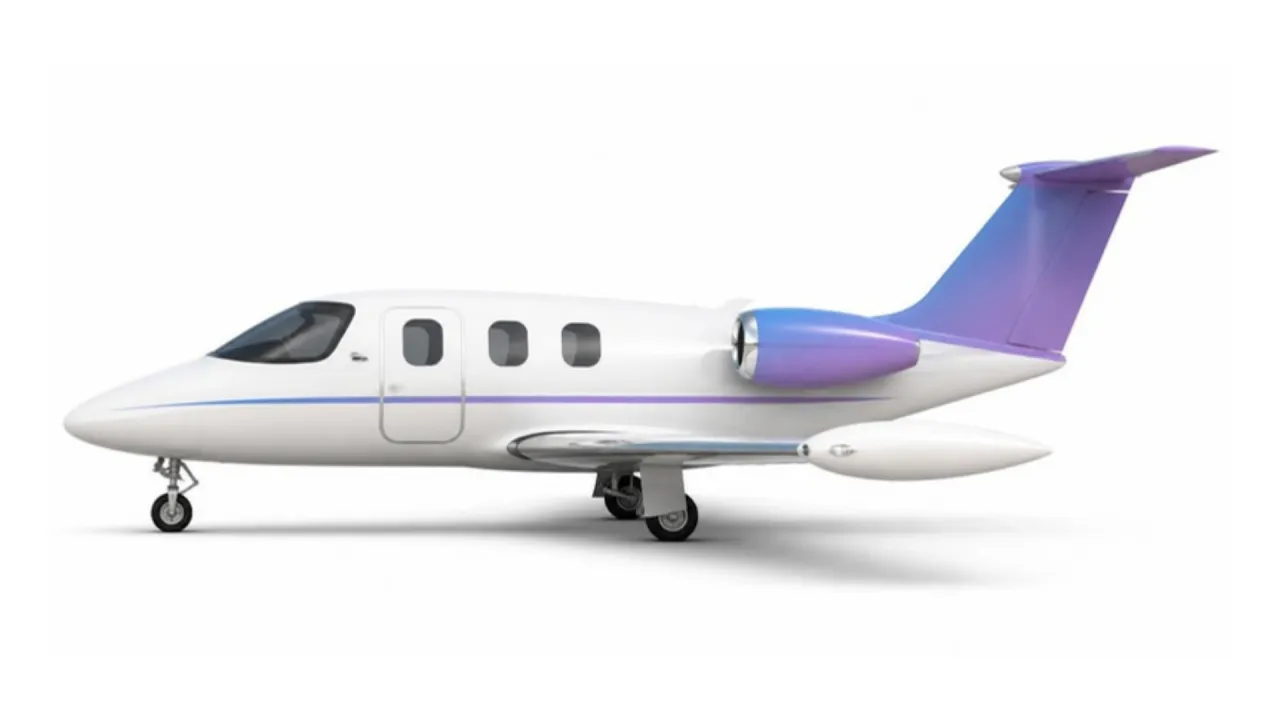 Ilustração do perfil lateral do Eclipse 500, com a pintura da marca Jet Tracker