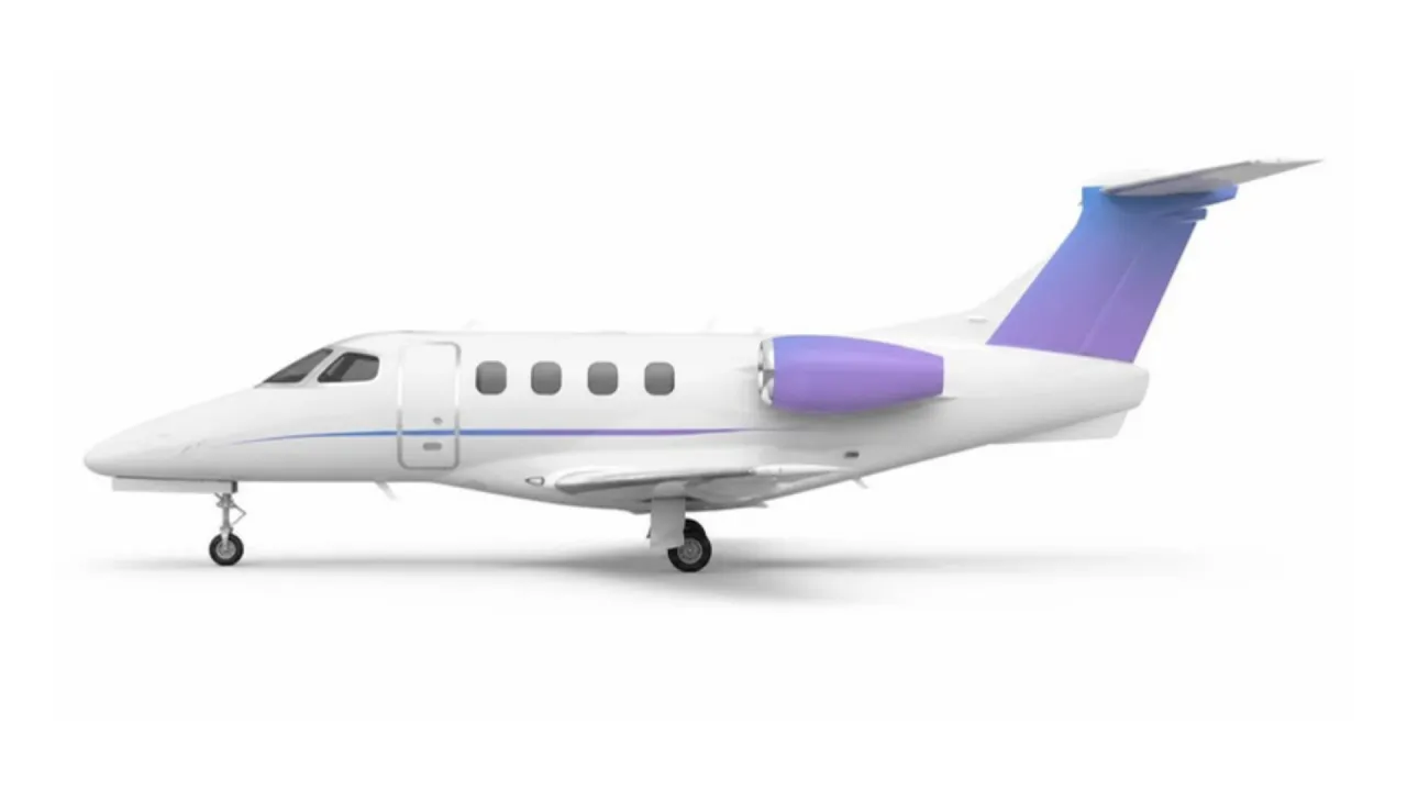 Ilustração do perfil lateral do Phenom 100, com a pintura da marca Jet Tracker